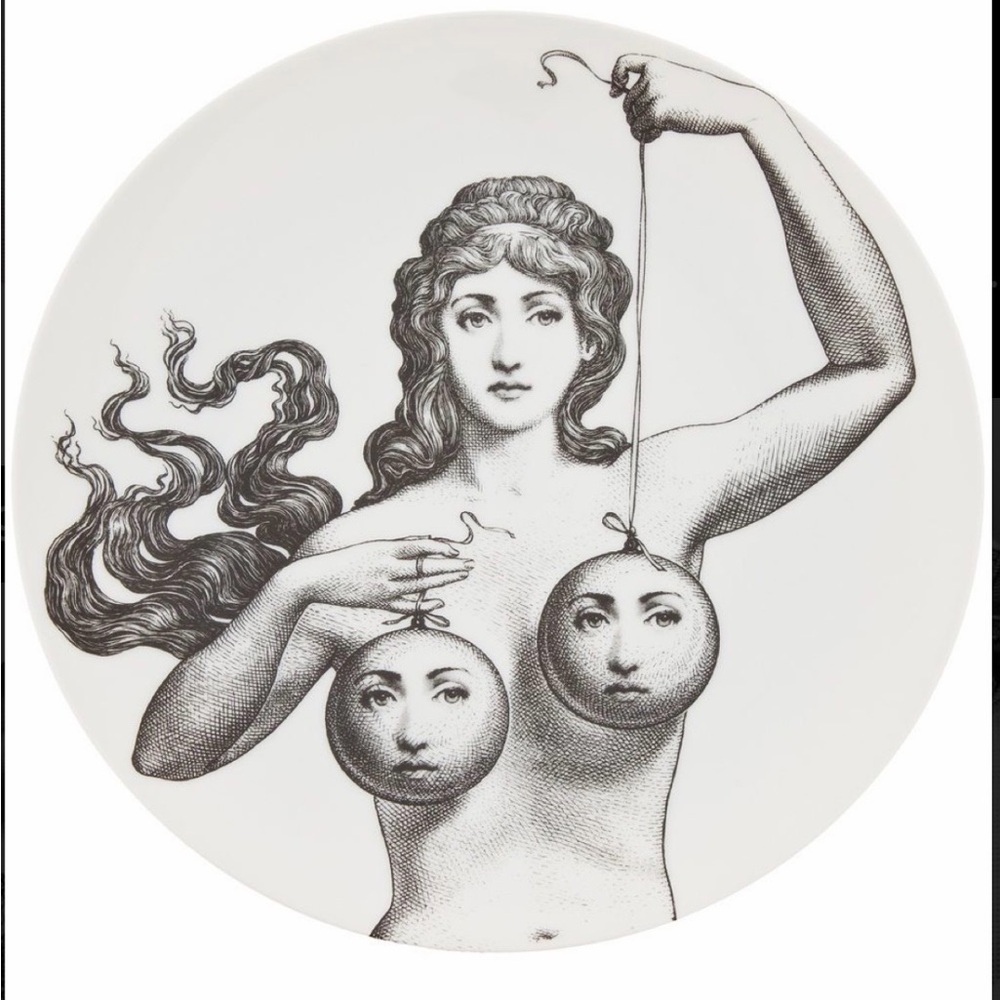 New In Box Fornasetti Wall Plate #182 Classy Contemporary Hand Painted Italy